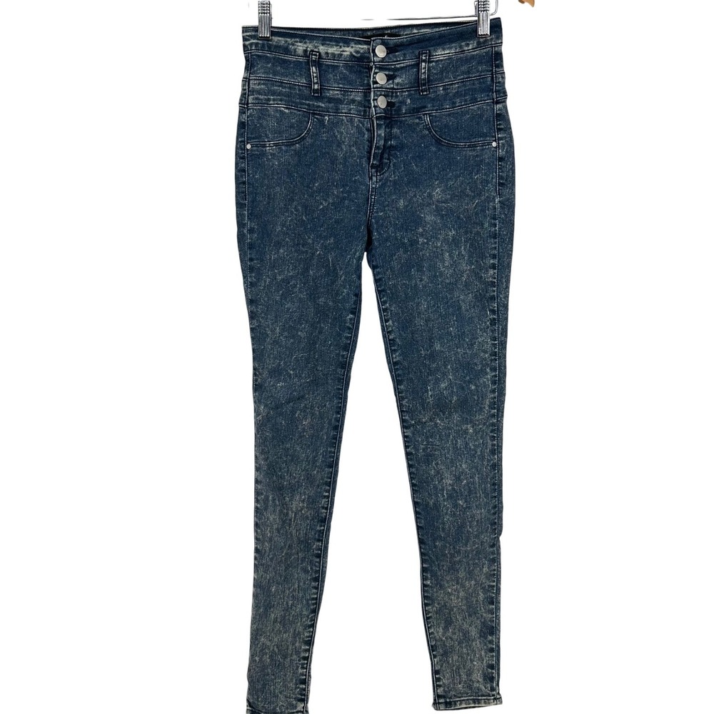 Refuge Hi-Waist Super Skinny Jeans Womens 6 Blue Acid Wash High Rise Edgy Y2K